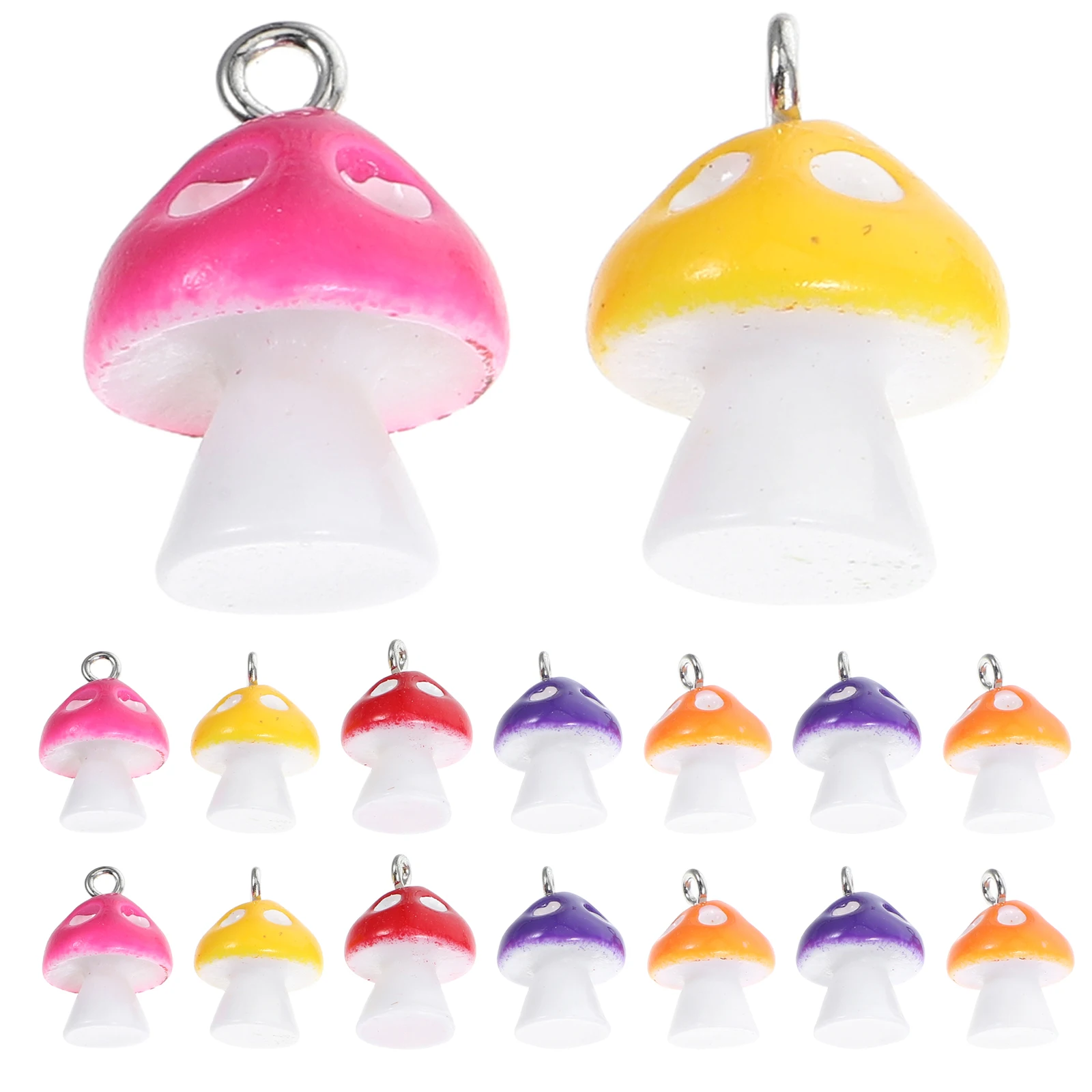 

25 Pcs Mushroom-shaped Pendant Keychain Whimsical Design Handmade Charm Versatile Jewelry Pendants Making Charms Resin