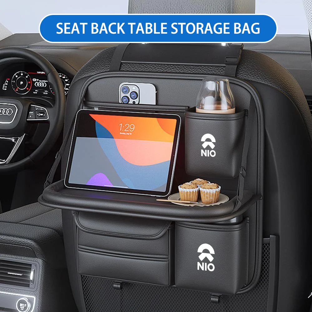 Car Seat Back Organizer Backseat Storage Bag with Foldable Table Tray Tablet Holder Box for NIO ET5 ET7 EL6 EL8 Firefly L60 ES8