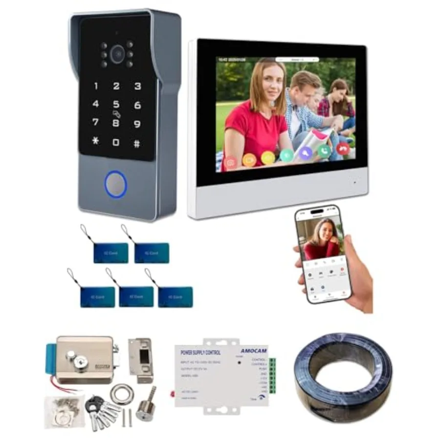 Video Doorbell Intercom Door Phone System for Home Villa Apartment: Aluminum Alloy, Matte Black, Weatherproof HD Night Vision