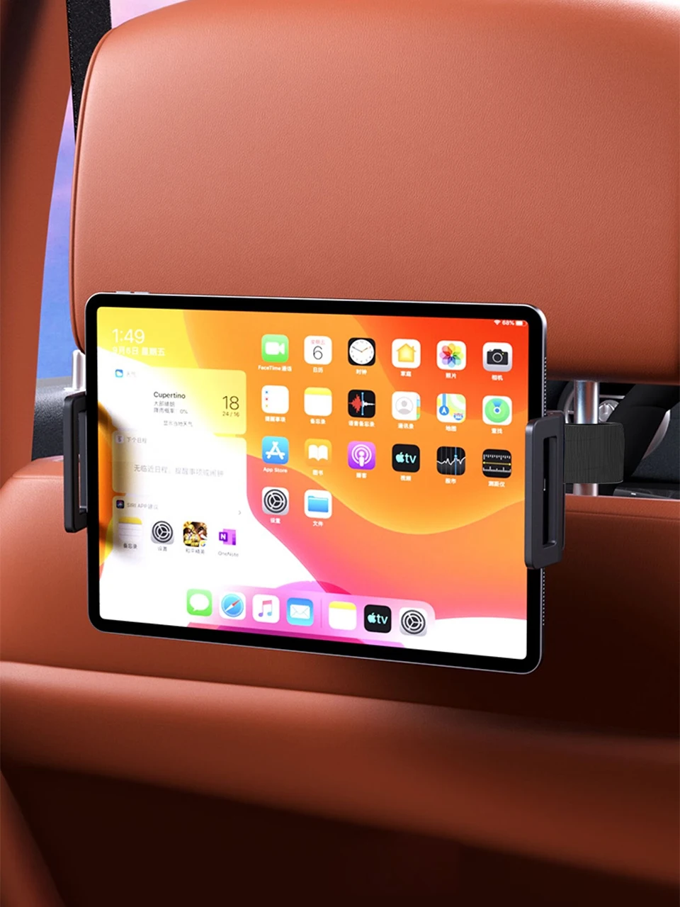 OUTMIX Uchwyt samochodowy na tablet/telefon na tylne siedzenie, obracany o 360 stopni °   Obrotowy, regulowany uchwyt na tablet do pojazdów elektrycznych i samochodów. — zdjęcie produktu 7