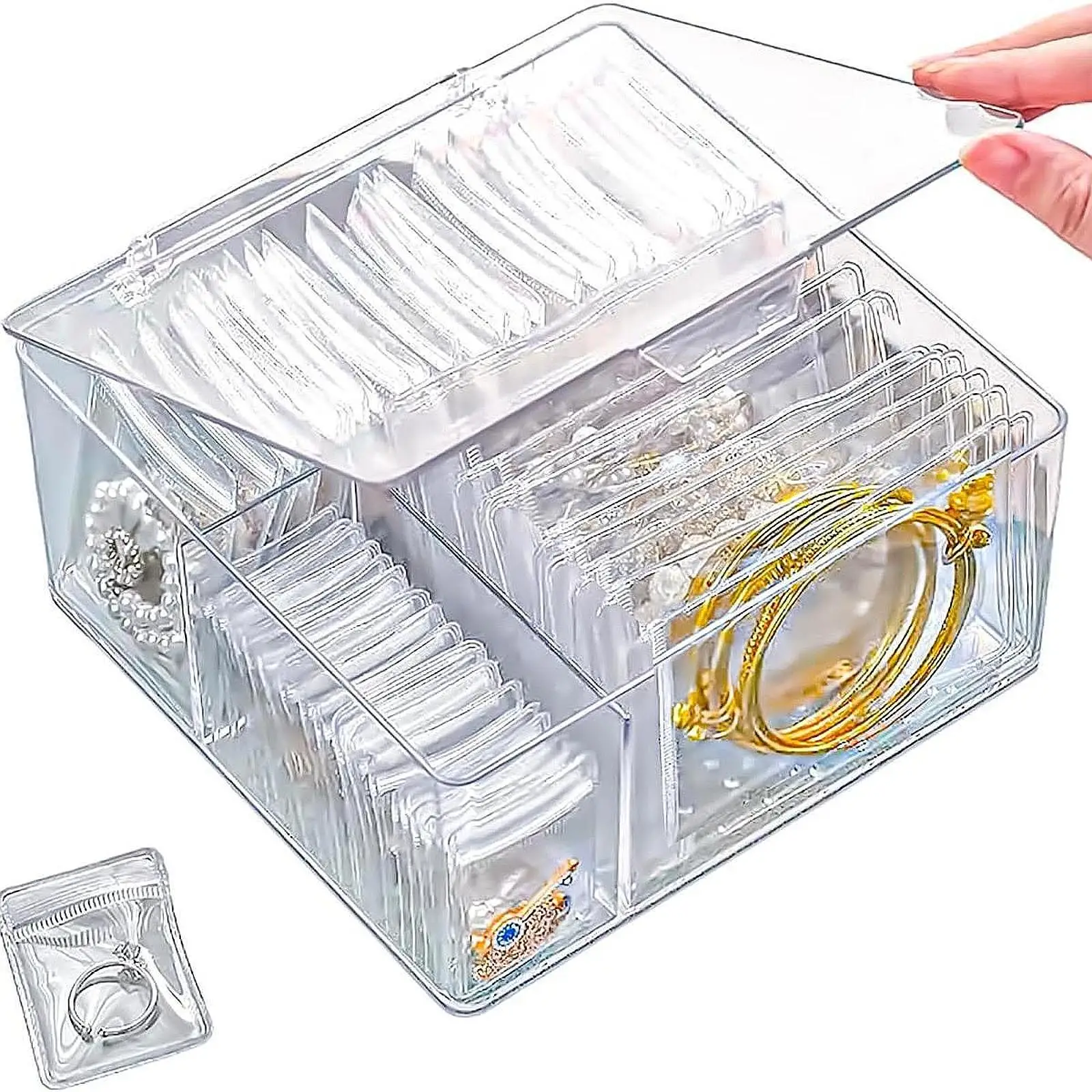 

Acrylic Jewelry Box Container Display Waterproof Holder Jewelry Organizer for
