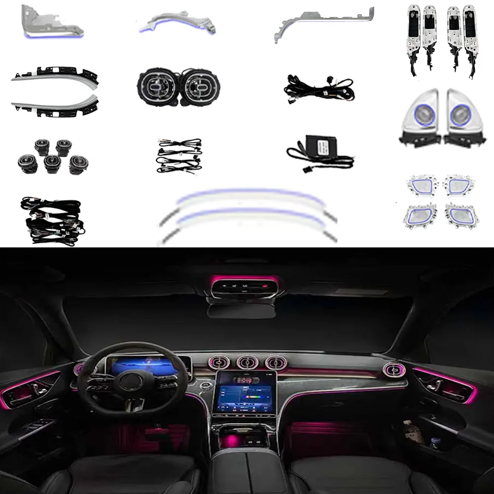 iCarsin Upgrade 64 Colors LED Car Interior Ambient Lighting Kit For Mercedes Benz GLC -W254 2023+ Atmosphere Strip Accessories