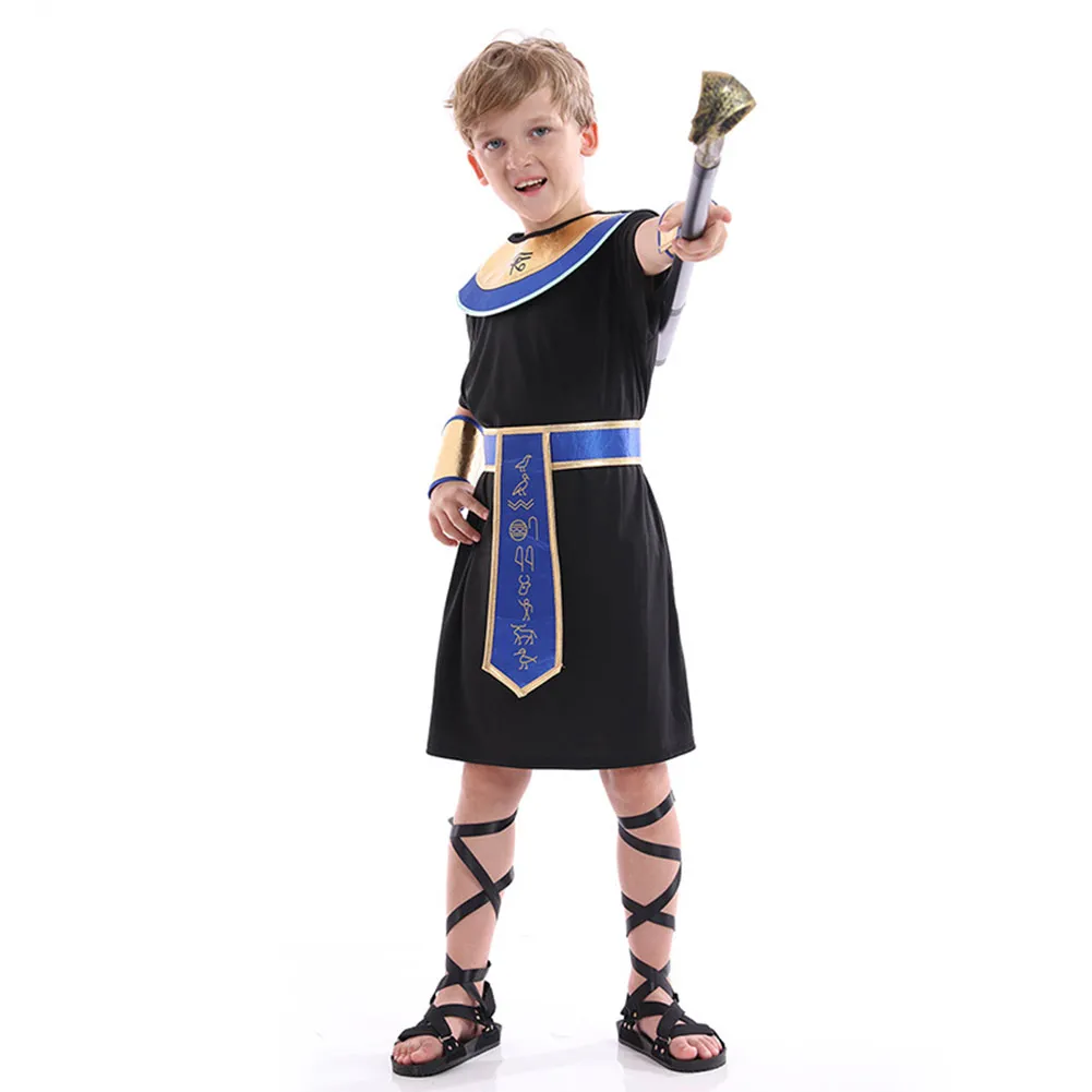 Farao Cosplay Egyptische Kinderen Kostuum Kinderen Performance Podium Jurk Outfits Fancy Up Vermomming Halloween Carnaval Feestpak