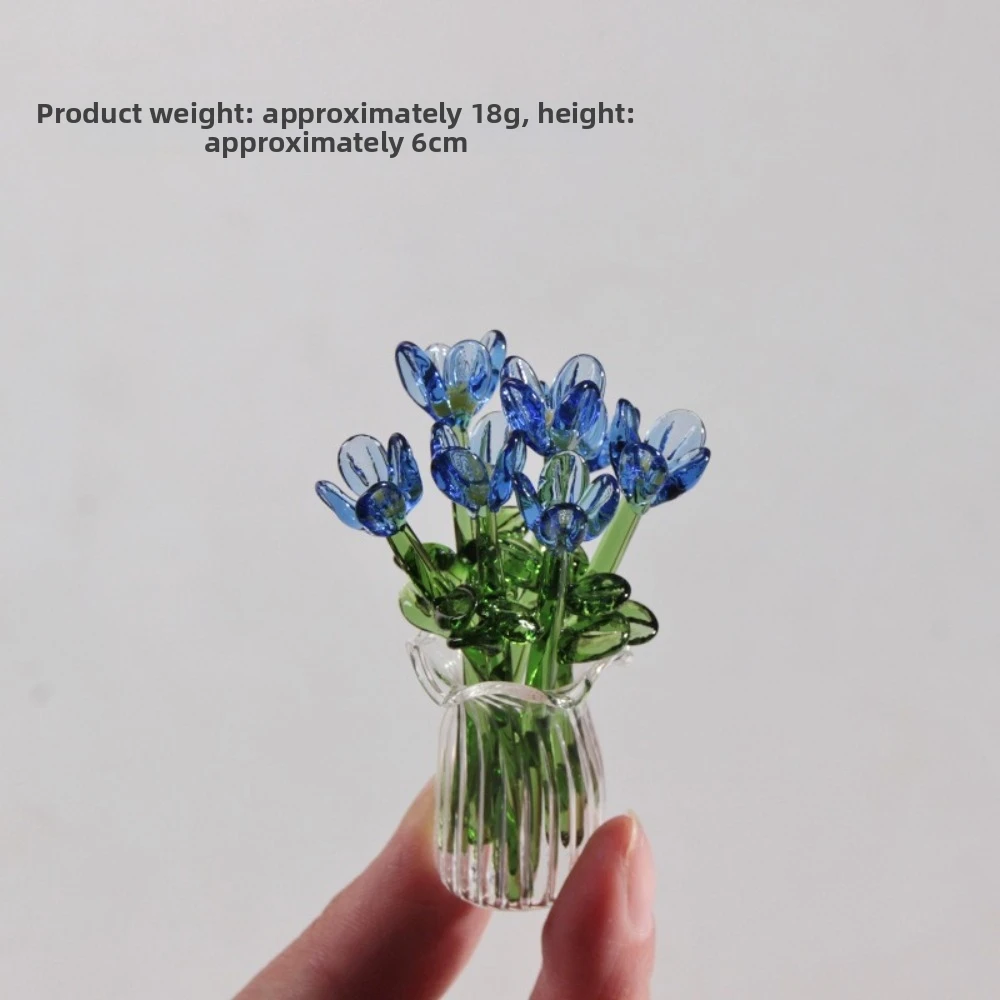 Colorful Glass Flower Decor Lovely Simulation Flower Handcrafted Floral Sculpture Delicate Simulation Floral