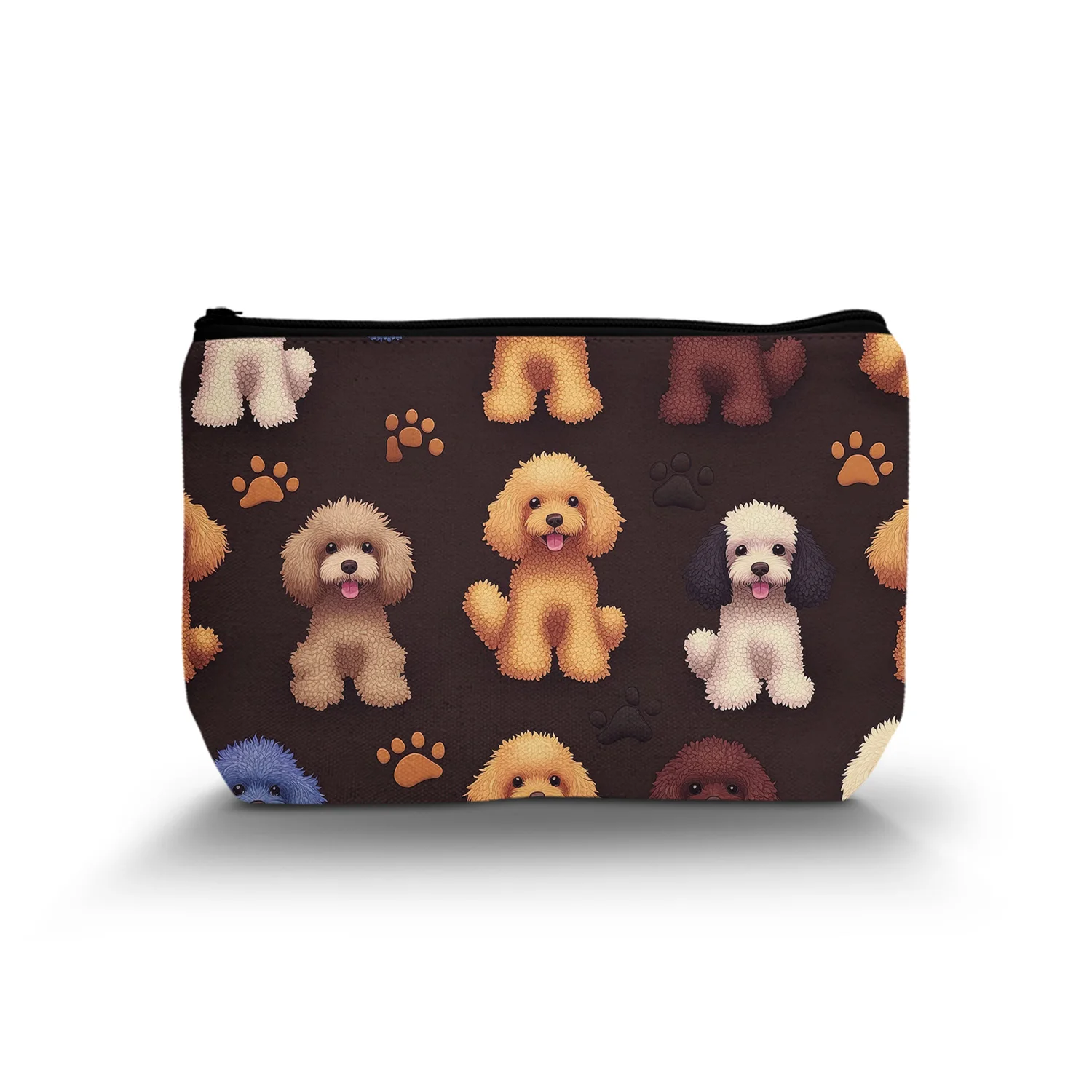 1Pc Casual Style Cosmetic Bag With Dog Print Small Makeup Organizer Pouch For Travel Beach Backyard Dating 8.66x5.51Inch