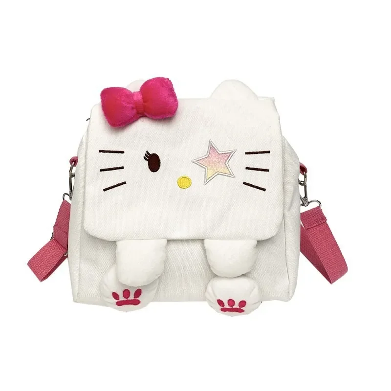 Sanurgente-Cartable pour étudiants Hello Kitty, sac à dos de coussin de dessin animé mignon, décontracté et léger, grande capacité, initié, nouveau