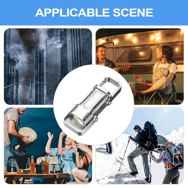 Porte-clés LED Rechargeable, petite lampe de poche Rechargeable, accessoire d'éclairage d'urgence extérieur