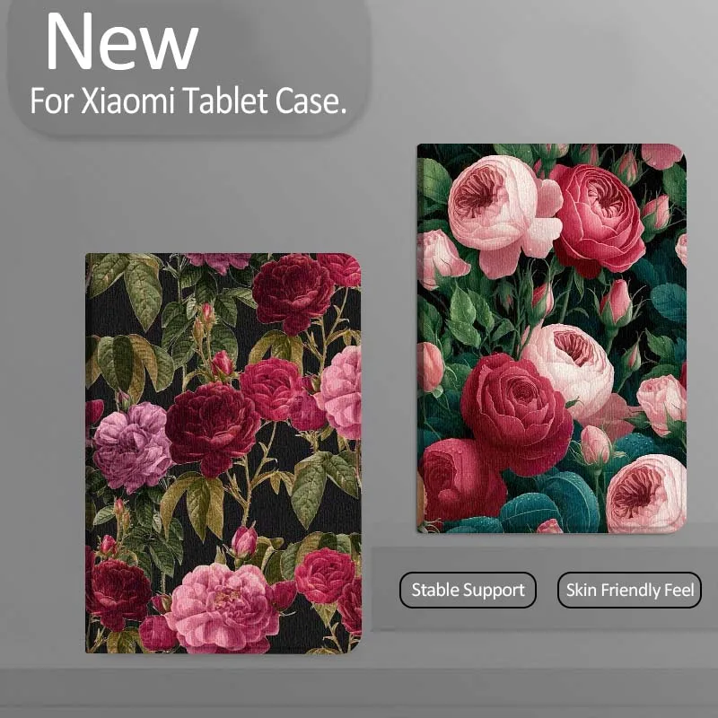 

Pink Red Rose Pattern Tablet Case For Xiaomi Redmi Mini Pad SE K 2 4 5 6 7 8 2023 2025 11 8.8 11.2 10.1 Pro Gift