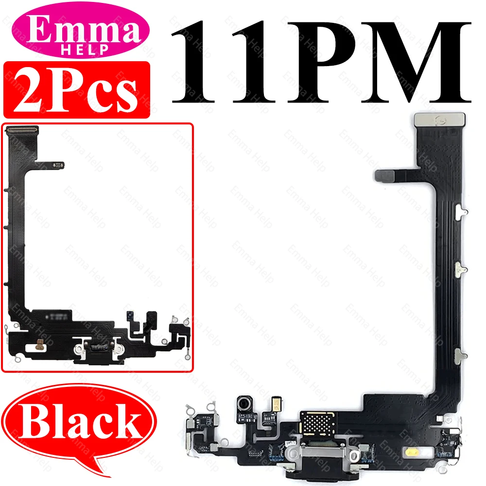 2Pcs USB Charging Port Flex Cable for iPhone XS Max XR X 11 Pro Max 12 12 Mini 13 Dock Connector Mic Board Replacement