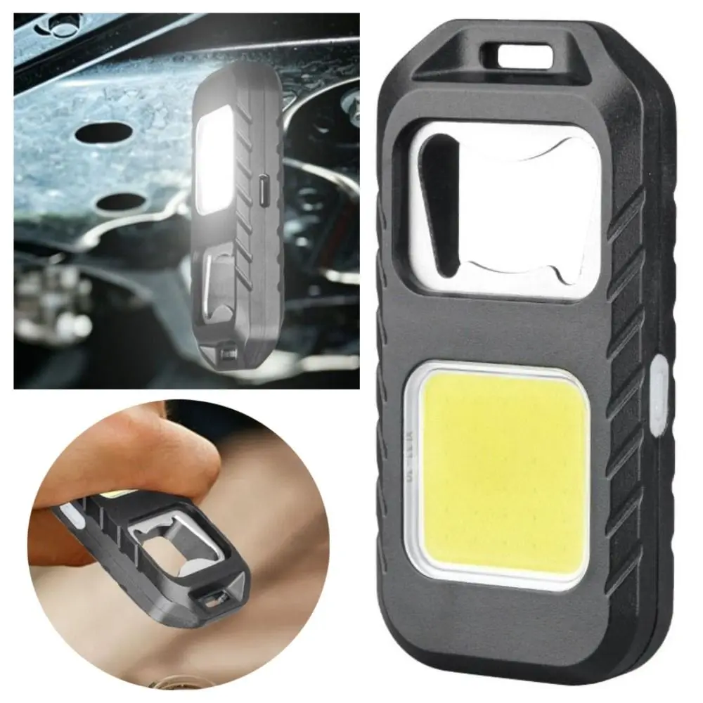 4 Gears Pocket Work Light High Bright Mini Flashlight with Bottle Opener Multifunction USB Rechargeable COB LED Flashlight