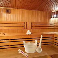 Wood Sauna Bucket and Ladle with 15 Min Hourglass Bath Supplies Portable Bath