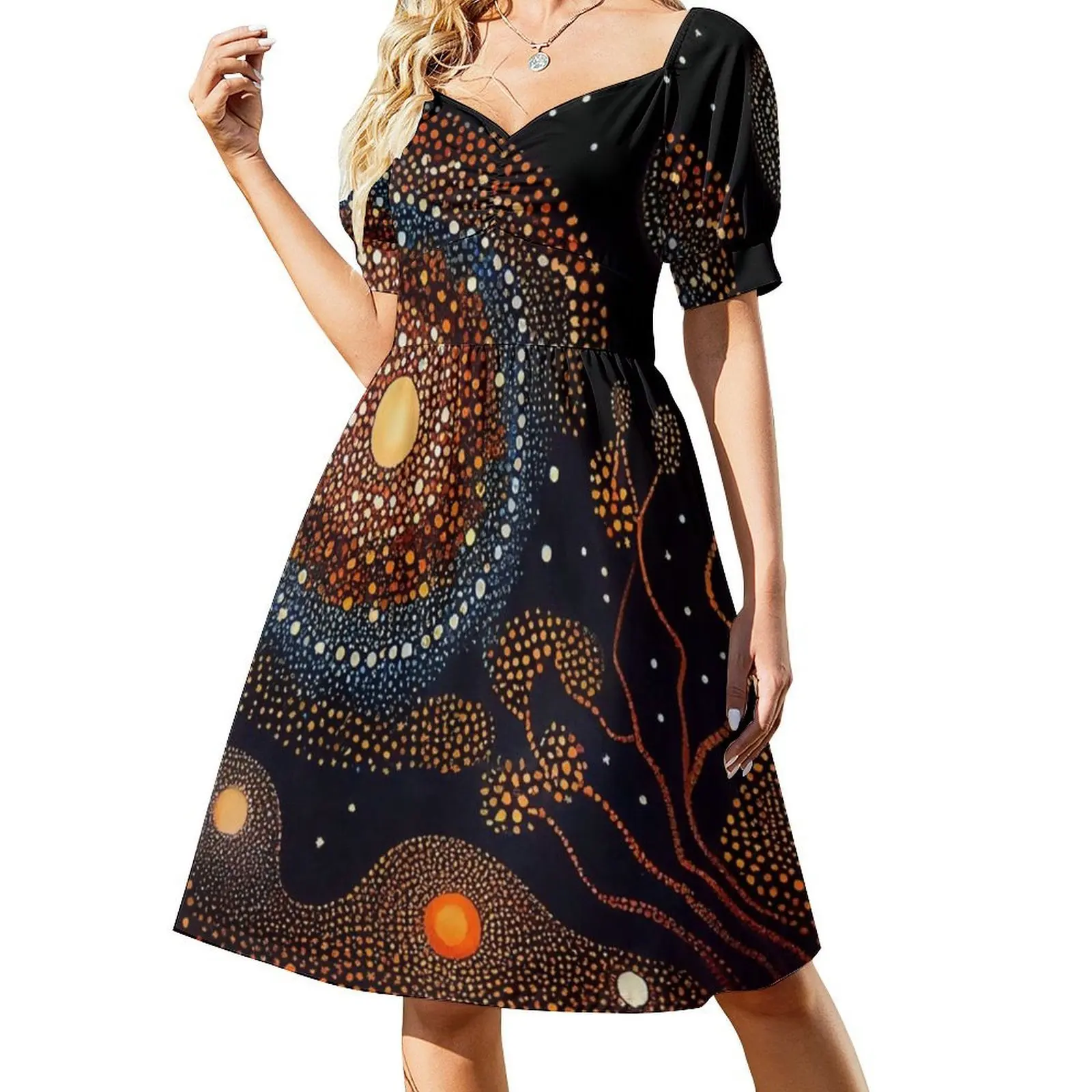 Alice Molas # 11 vestido boêmio sem mangas para mulheres, vestidos de festa de praia estampados, bandeira aborígine, noite australiana aborígine