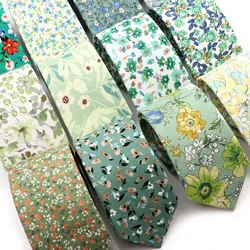 Men's Casual Chic Floral Neck Tie Grass Green Cotton Elegant Tie Wedding Party Suit Collar Flower Necktie Gravata Accessories