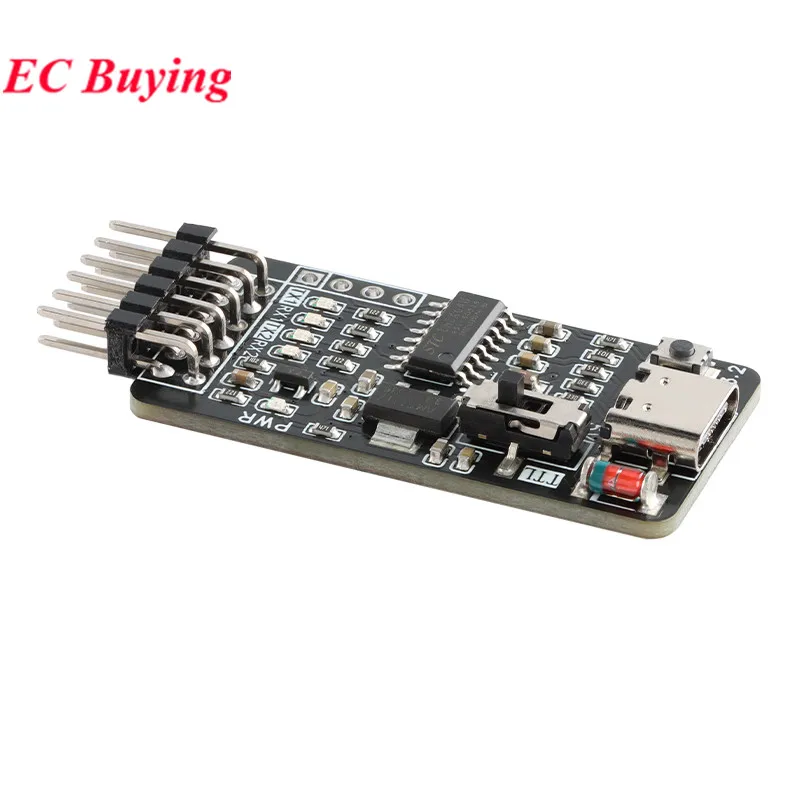 1Pc-5Pcs Type-C USB to Dual CDC UART Serial Drive Free STC ISP Microcontroller Program Cold Start Download Burner 5V/3.3V TTL