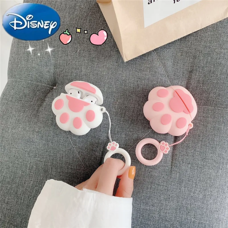 Disney-Apple Airpods用シリコンケース,Bluetoothワイヤレスヘッドフォン用保護ケース,猫の爪,Airpods