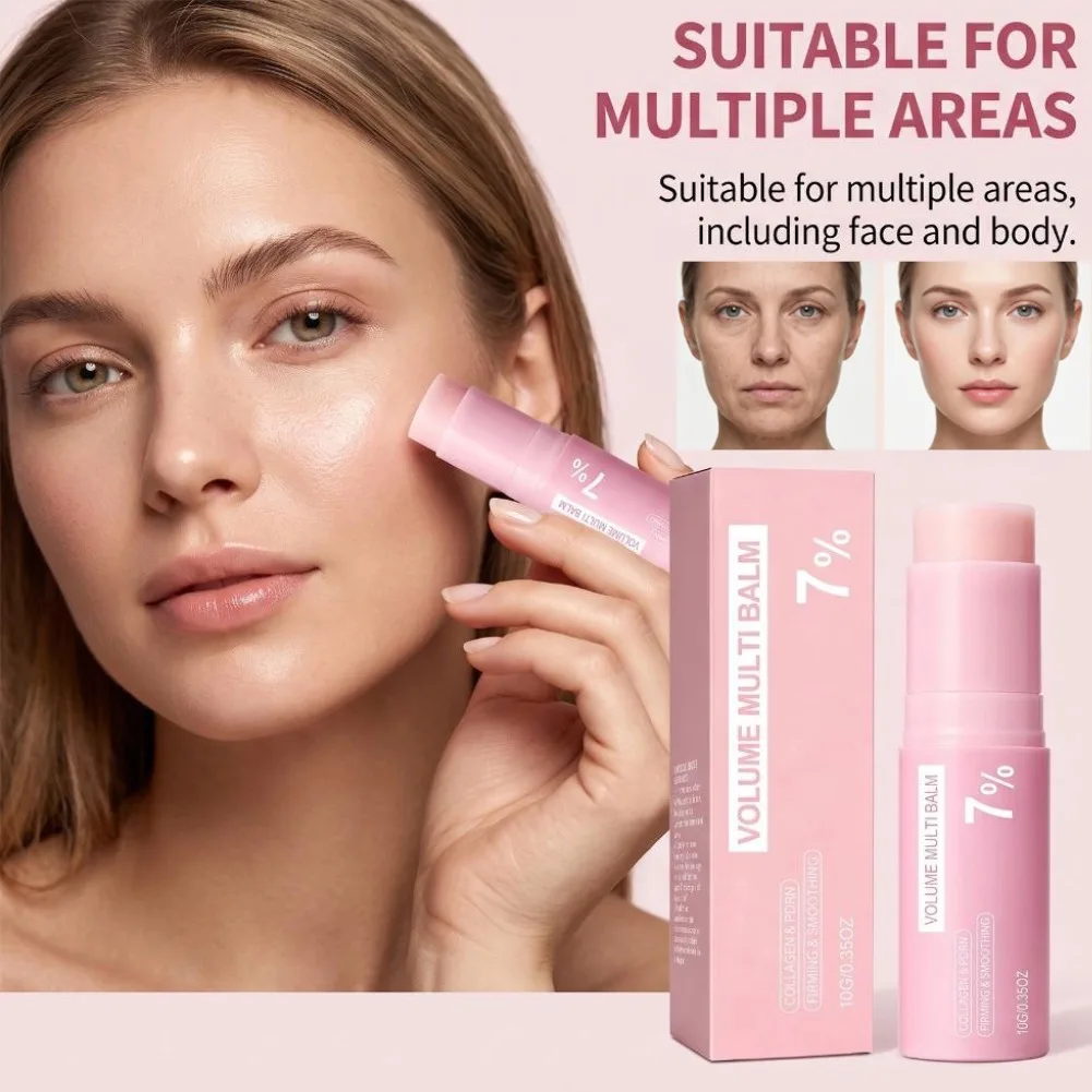 Eye Lip Face Multifunctional Hydrating Moisturizing Cream,Pink PDRN Collagen Face Plumping Volume Multi Balm,Korean Skin Care