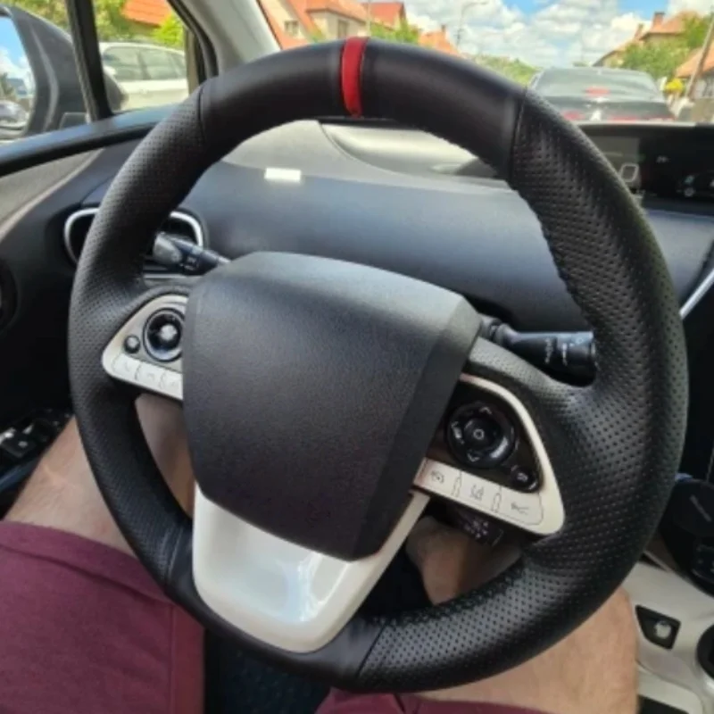 Accessoires intérieurs de voiture en cuir artificiel DIY 2016-2019/Prius Prime 2017/Mirai 2016, housse de volant pour Toyota Prius