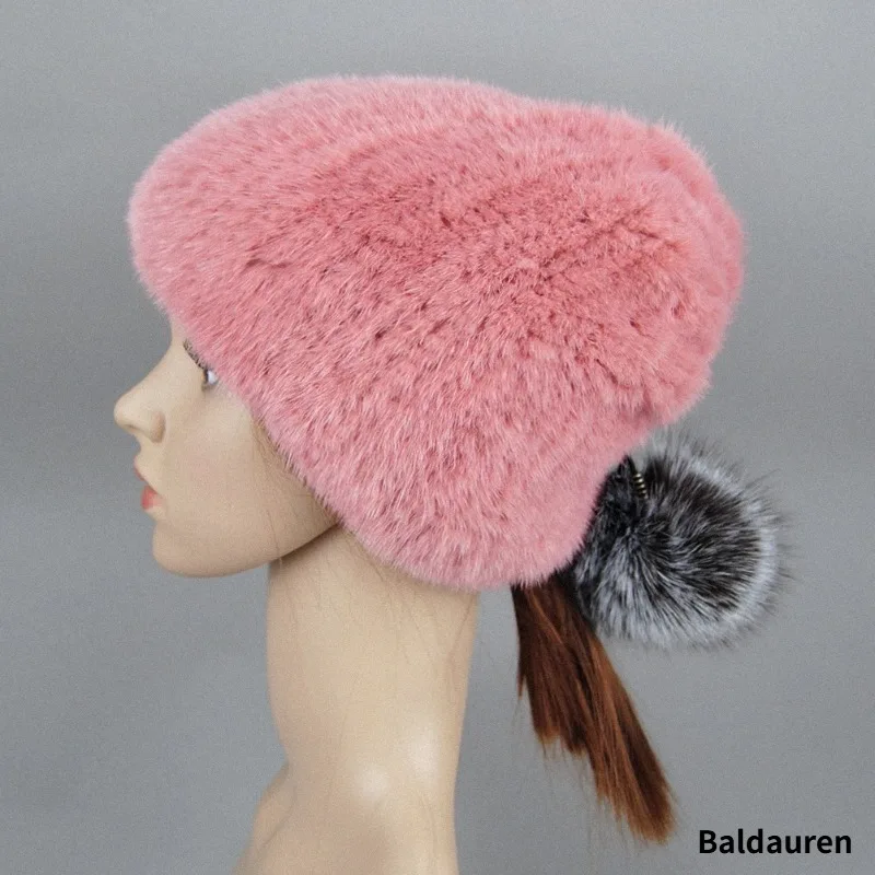 Real Mink Fur Hats For Women's Luxury Fashion Brand High Quality Cap Christmas Hat Warm In Russian Winter Lady Fur Hat