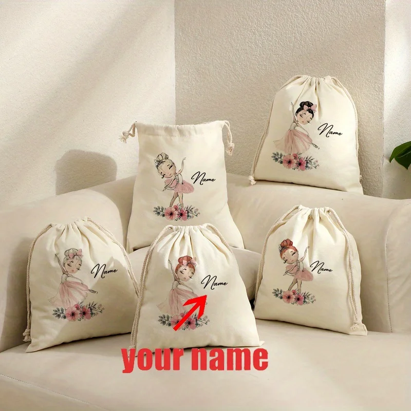 Personalized Ballerina Drawstring Travel PouchCustom Name Ballet Dancer DesignDurable Polyester Hair Dryer Jewelry Organizer