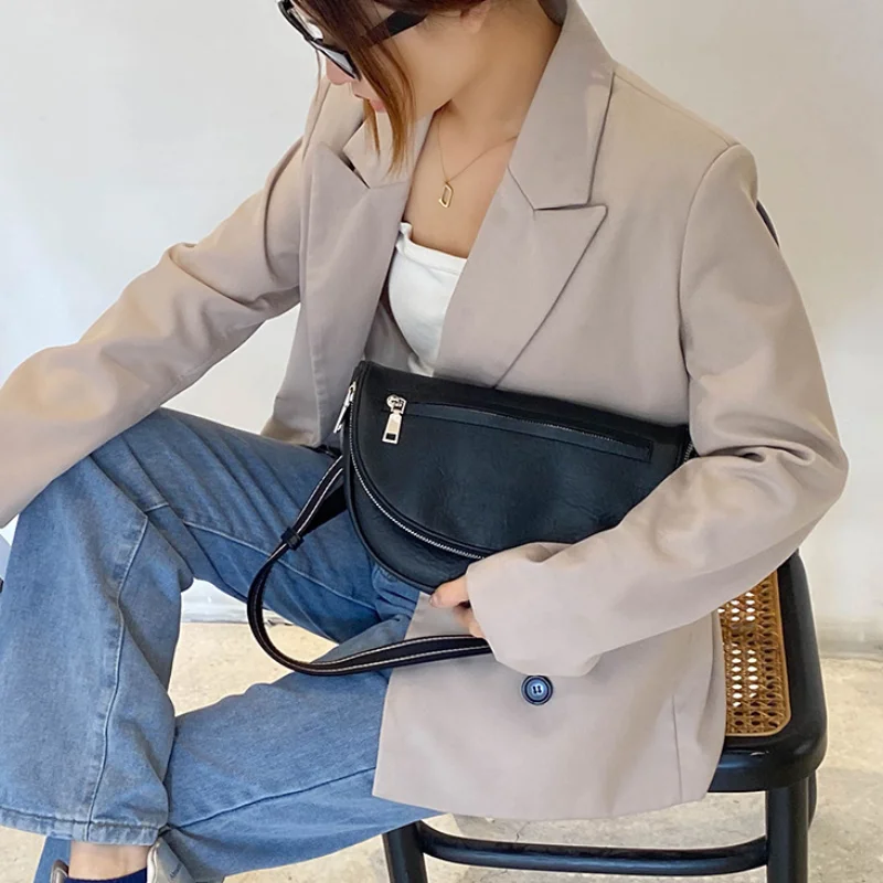 2024 New Women Leather Crossbody Bag Fashion Female Solid Color Waist Bags Casual Large Capacity Shoulder Bags Versatile Handbag