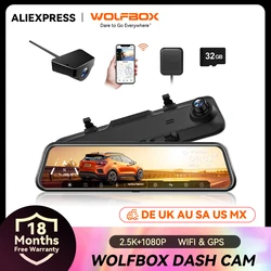 WOLFBOX G840H WIFI 2.5K +1080P GPS Car Dvr GPS 2 Way Dash Cam Car Camera Dashcam Stream RearView Mirror Drive Recorder