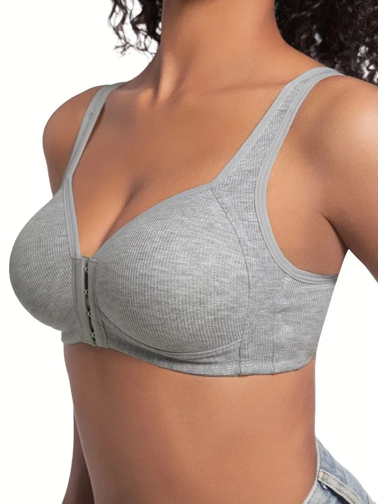 

KUCLUT Women'S Bra Wire-Free Front Closure Solid Color Full Coverage Fixed Cups Women Seamless Large Size Comfort Underwear