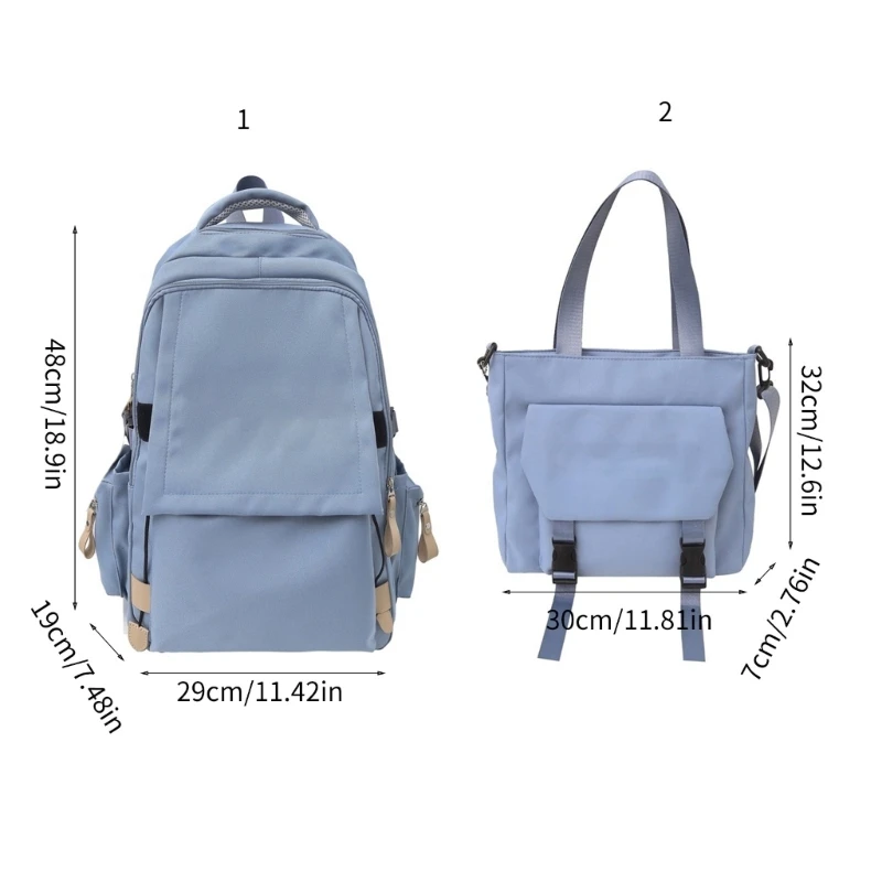 Mochila nylon moderna para mulheres homens, bolsa ombro escolar universitária E74B