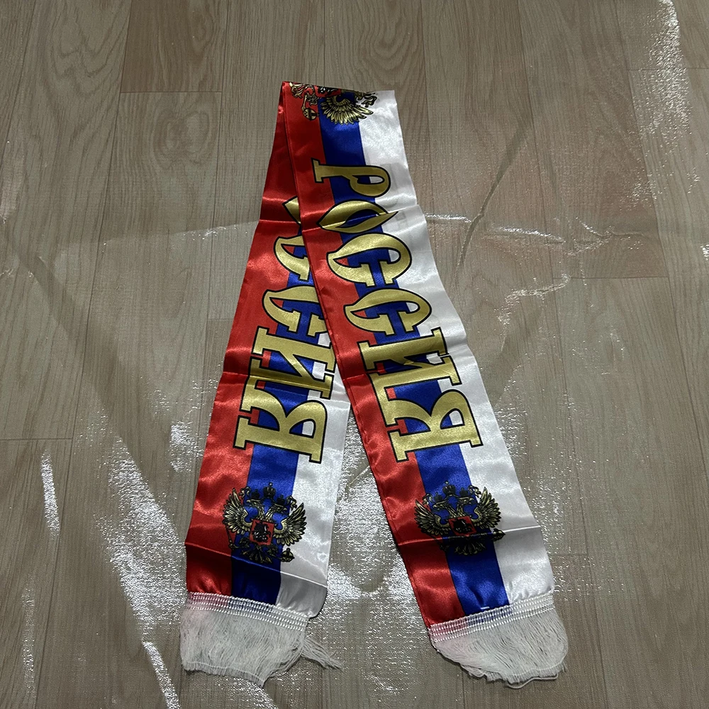 Russia's President Scarf 14x130cm Double-sided Printed Russia Flag Satin Russian Scarf Suitable for History/Sports Events