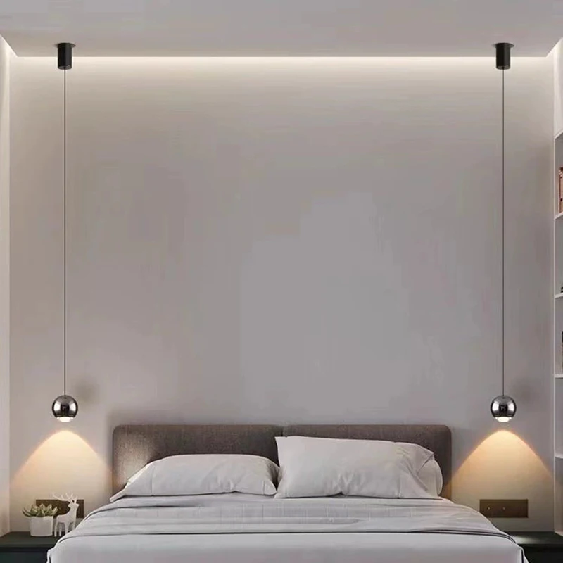 Moderne minimaliste sphère tactile interrupteur pendentif lumières chambre chevet levage réglable petite suspension luminaires