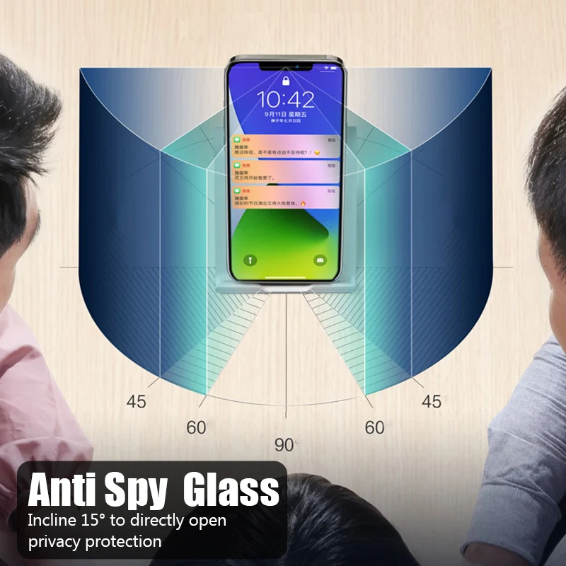 3 قطعة حامي شاشة الخصوصية آيفون 11 12 13 14 15 16 17 برو ماكس Mini Air E 7 8 Plus SE 2020 2022 X XS XRAnti-Spy Glass