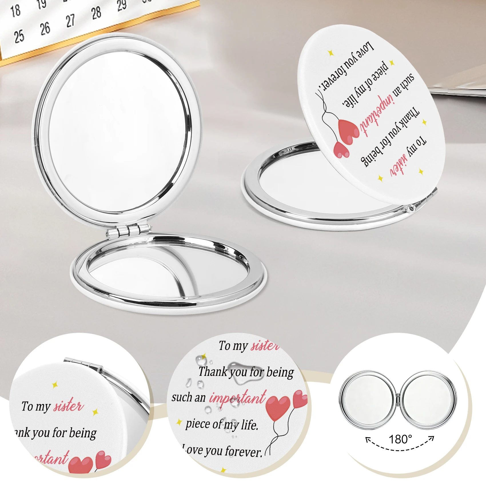 Foldable Makeup Mirror Portable Double-Sided Mirror Student Dormitory Desktop Small Gift Wholesale