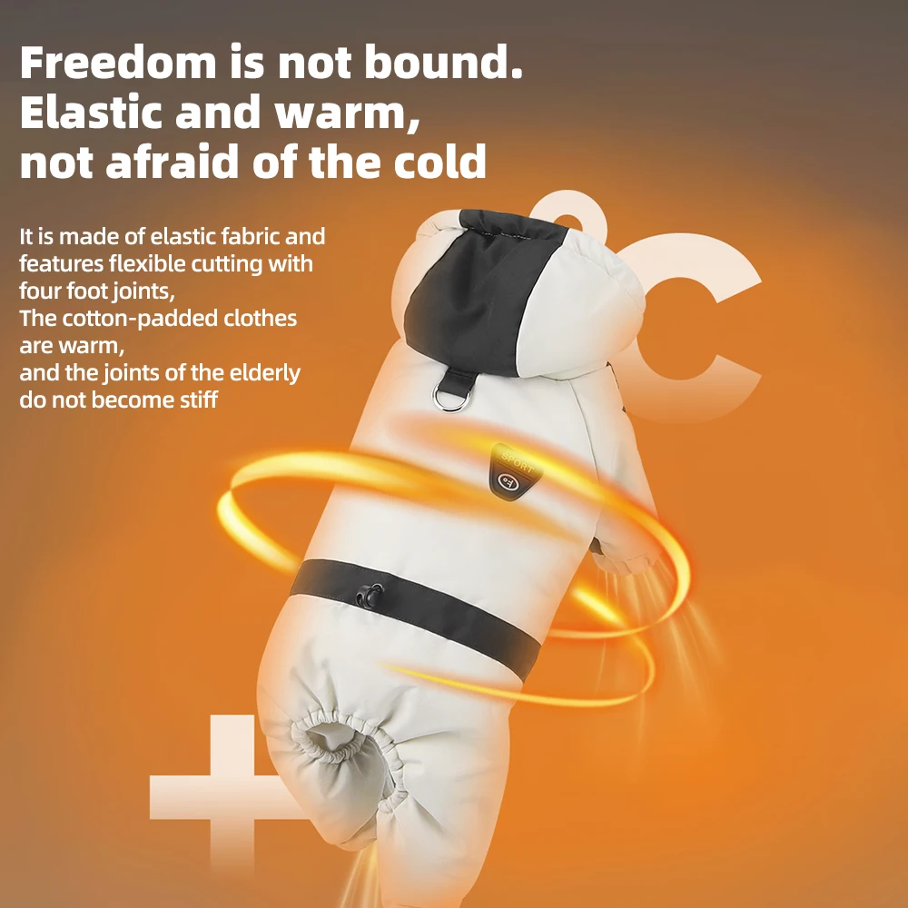 ملابس شتوية للكلاب، سترة قطنية دافئة مع غطاء للرأس، ملابس أليفة بأربعة أرجل للكلاب الصغيرة مثل تيدي بير وبيشون فريز #2