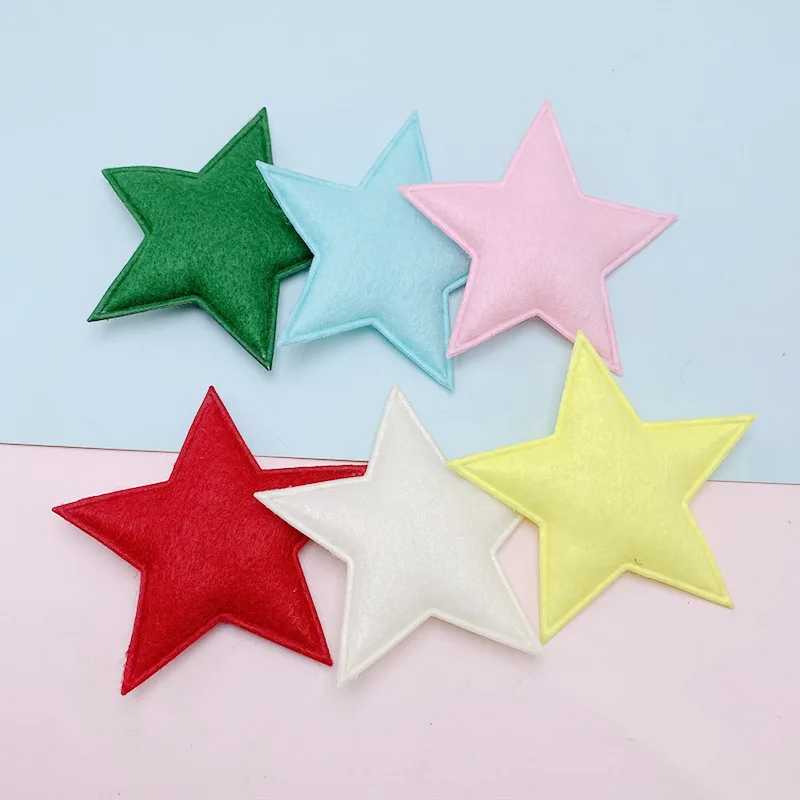 30Pcs 7CM Two Side Felt Star Padded Appliques For Baby Clothes Sock Hat Sewing DIY Headwear Bow Accessories Patches