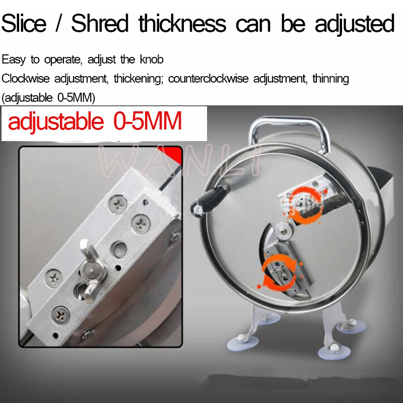 Trancheuse à viande manuelle commerciale en acier inoxydable, déchiqueteuse électrique, coupe-légumes et fruits, outil de cuisine