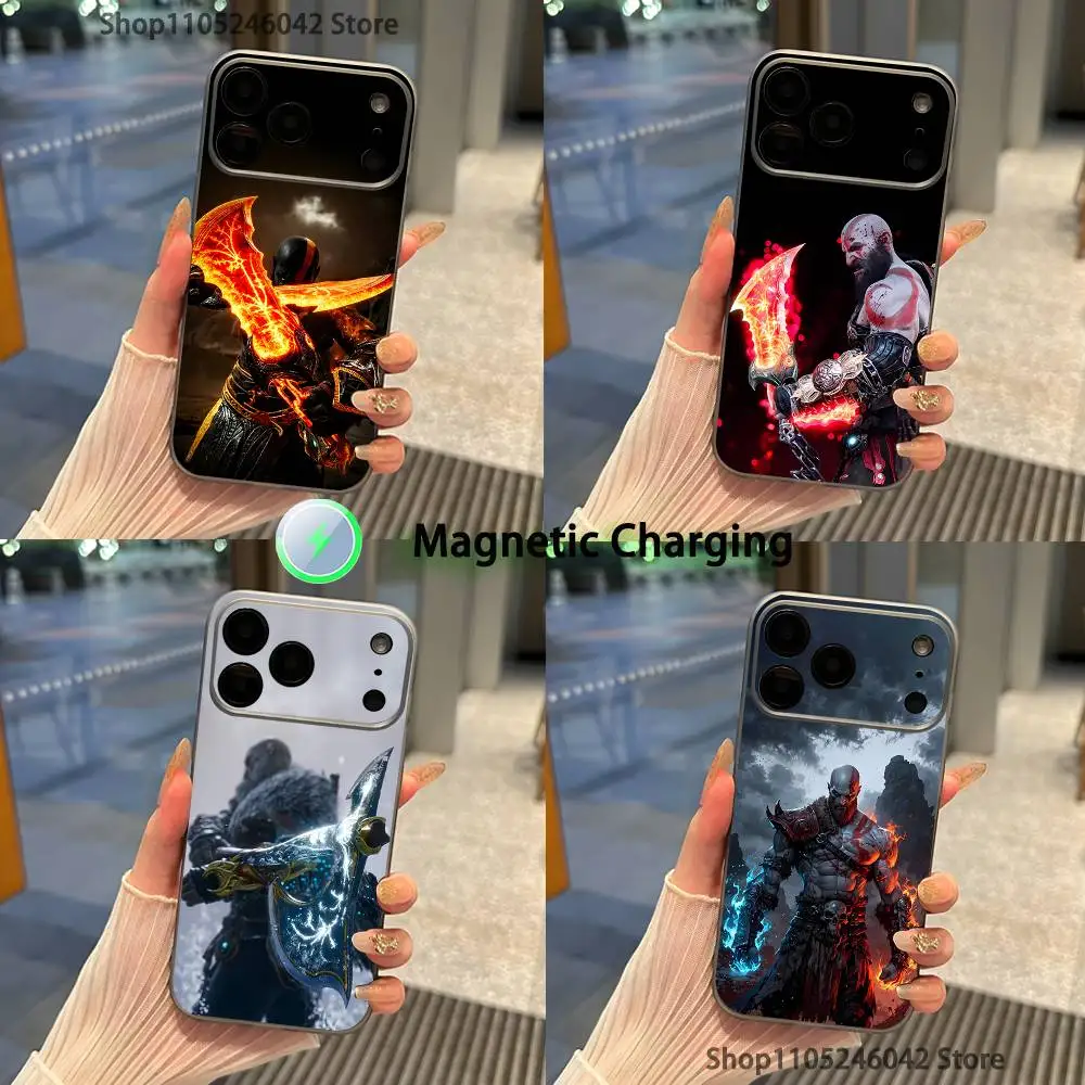 

Game G-God of W-War Magnetic Wireless Charging Transparent gray Phone Case For iPhone 17,16,15,14,13,12,11,Pro,Max,Plus,Mini,SE