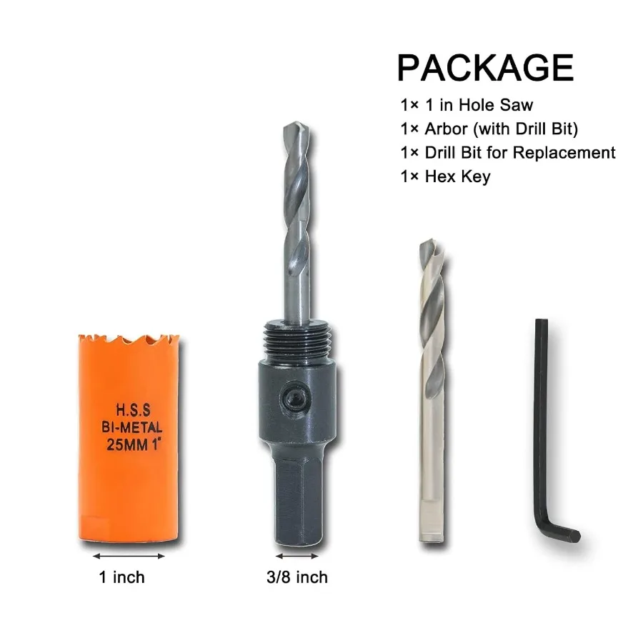 1 inch Hole Saw with Arbor for Cutting Metal Wood and Plastic 25mm BiMetal Hole Cutter for Various DIY Projects with Smooth and