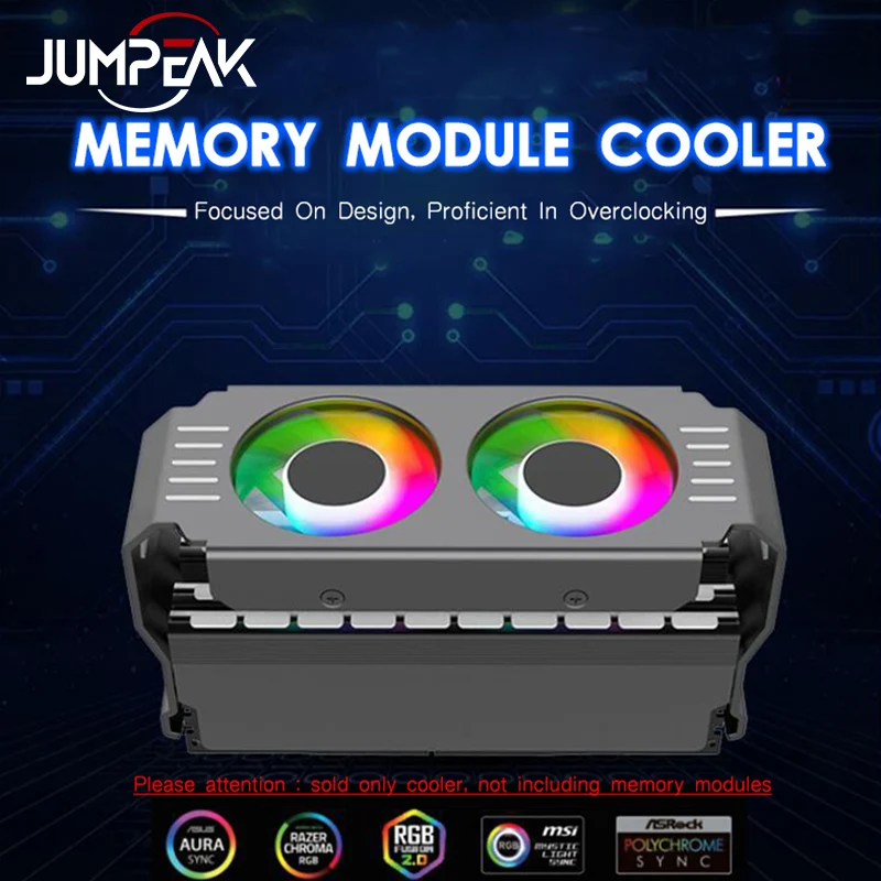 Imagem -02 - Jumpeak-refrigerador do Módulo de Memória Ram do Computador pc Ddr4 Parceiro Overlock Ddr5 Ventiladores Pwm Sincronização Argb Dupla Radiador Rgb de Alumínio