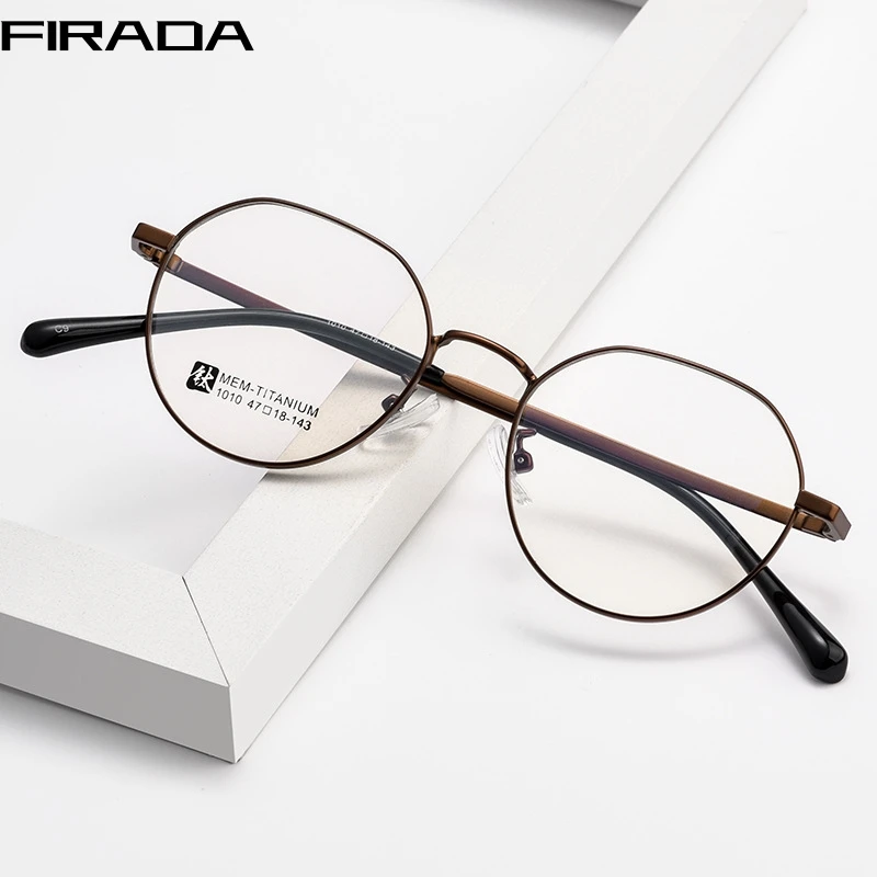 

FIRADA Fashion Comfortable Glasses Retro Ultra Light Round Eyewear Optical Prescription Eyeglasses Frame For Men Women J1010X