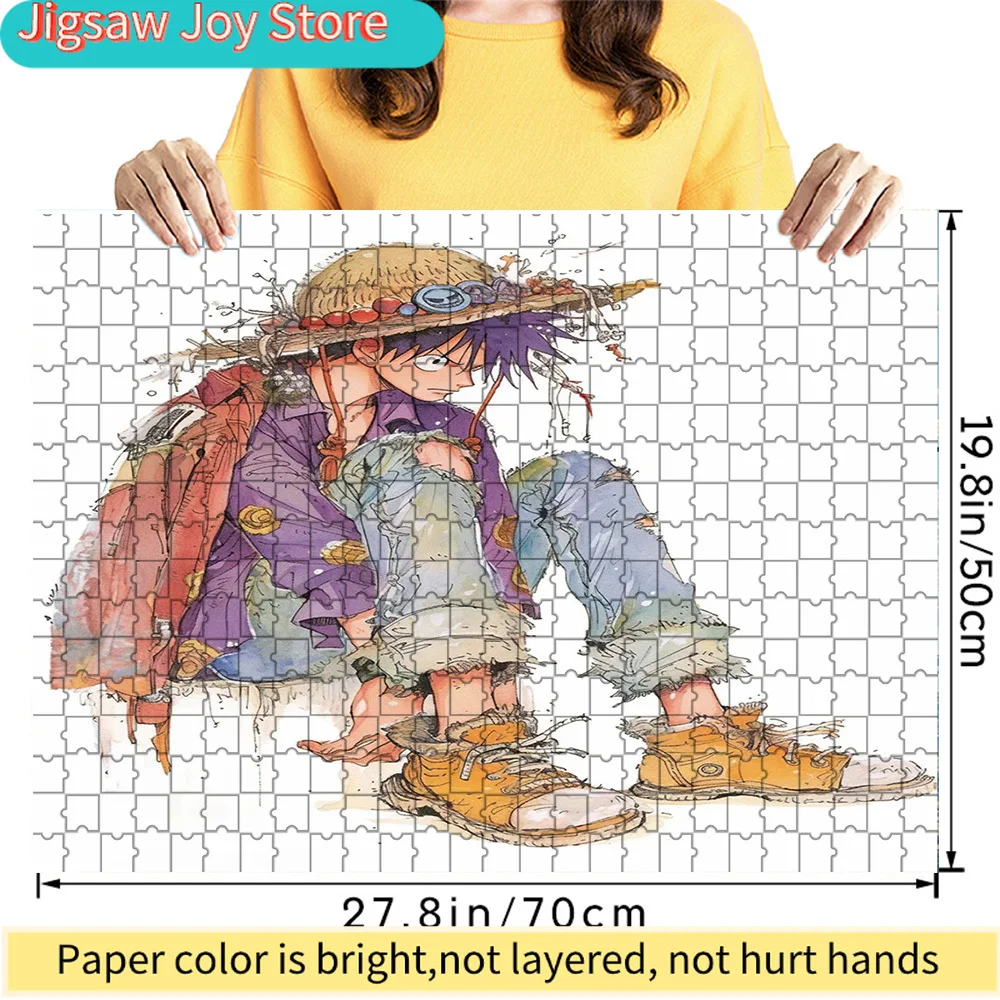 

Premium Paper Jigsaw Puzzle with One Piece Luffy & Sabo Brotherhood Watercolor Art, 27.8x19.8 Inches Large Size DIY Puzzle Toy f