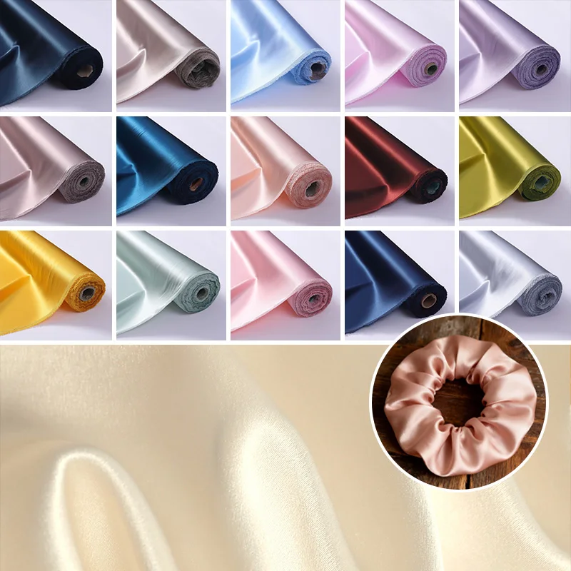 

Шелковая ткань из натурального тутового шелкопряда, 114 см шириной, 30 момми, однотонная, мягкая, для шитья, вышивки, платьев, атласная шелковая ткань