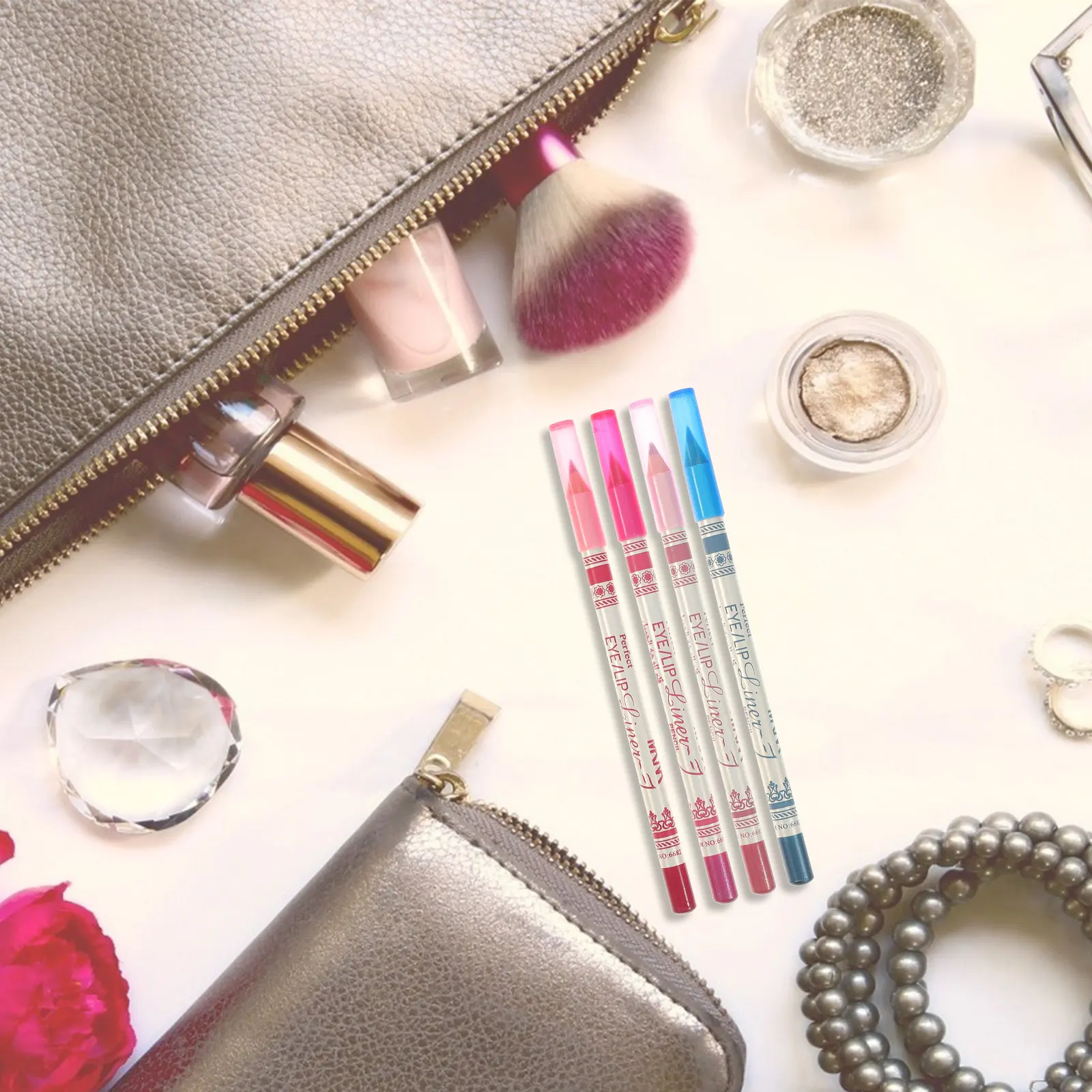 Crayon Eyeliner pour les yeux, 12 pièces, naturel, imperméable, longue durée, stylo pour les yeux, maquillage pour les yeux, effet de paillettes et de perles