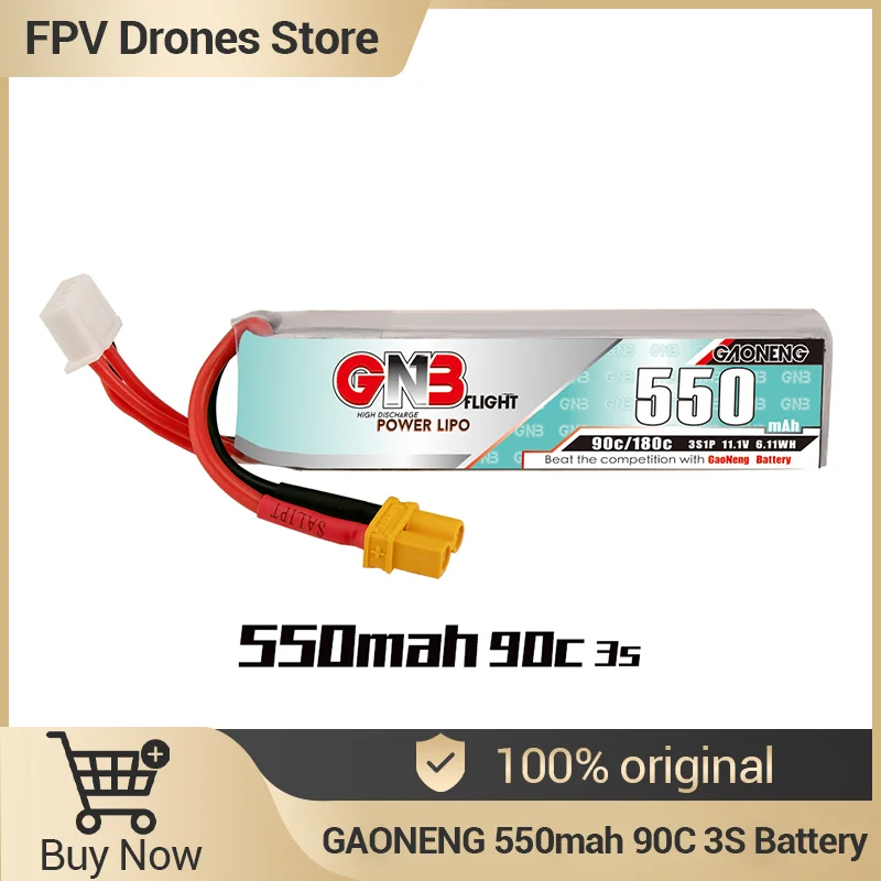 Gaoneng GNB 550mAh 90C/180C 3S 11.1V 6.11WH Lipo Battery With XT30 Plug For FPV Racing Drone Four Axis UAV RC Quadcopter