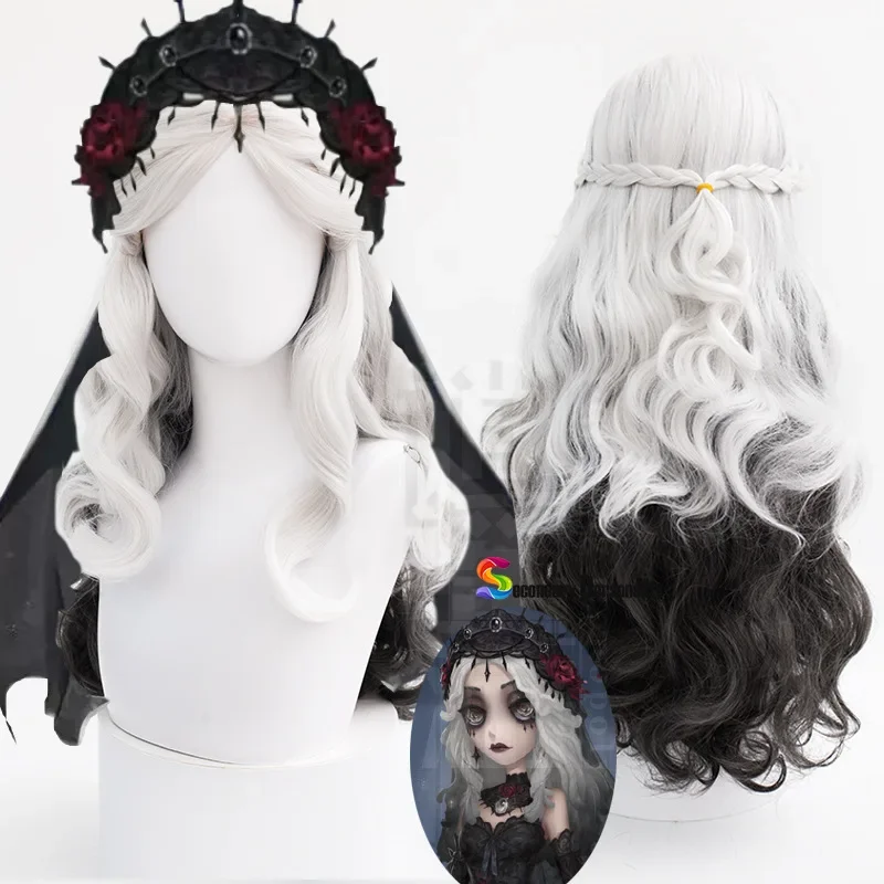 

Ada Mesmer Cosplay Wig Game Identity V Cosplay White gradient gray Long curly hair Survivor Psychologist cosplay wig cap