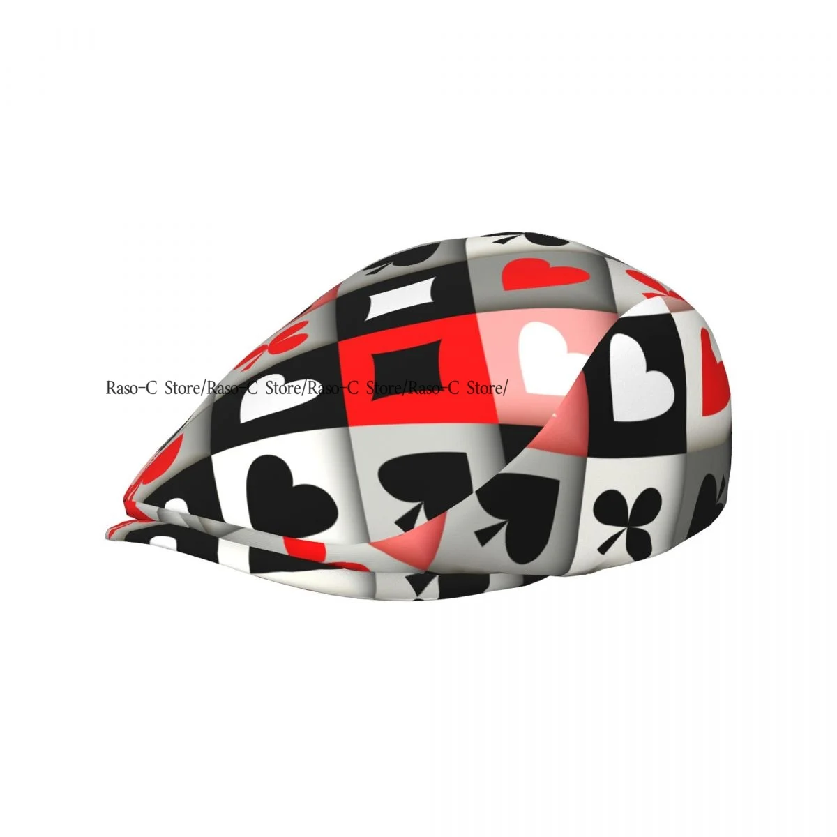 Spring Summer Adult Flat Cap Poker Card Suits Pattern Unisex Newsboy Ivy Cap Light Thin Forward Beret Outdoor Hat