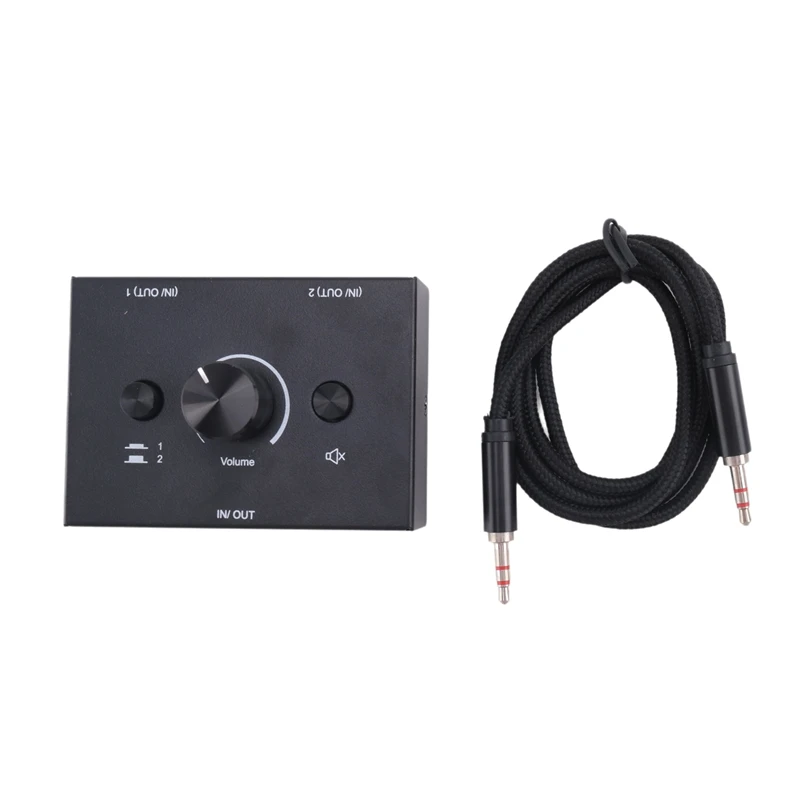 3.5Mm Stereo Audio Switch Plastic Passive Speaker Headphone Manual Selector Splitter Box Audio Sharing