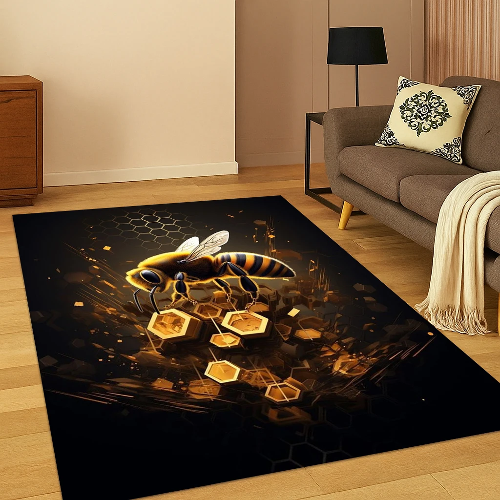 

3D Insect Cartoon Bee Cute Carpet Rug Mat for Home Bedroom Living Room Sofa Doormat Kitchen Decor,Kid Play Non-slip Area Rug