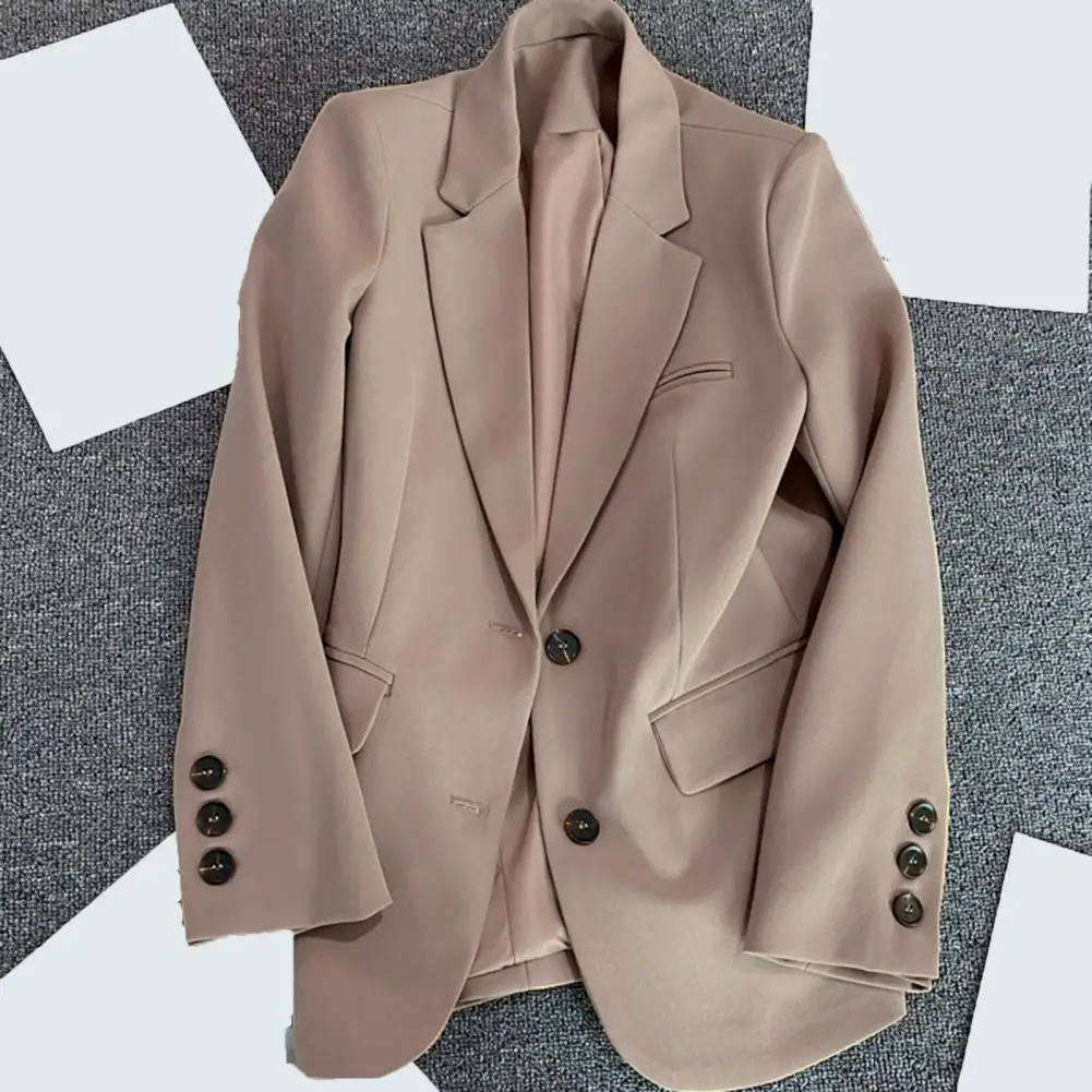 Blazer décontracté imbibé pour femme, manteau à revers, veste à manches longues, poches à rabat, simple boutonnage, solide, vêtements de travail, vêtements d'extérieur, document