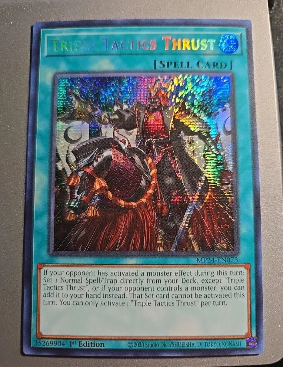 Yugioh KONAMI Duel Monsters TCG MP24-EN073 Triple Tactics Thrust Secret Rare English 1st Edition Collection Mint Card