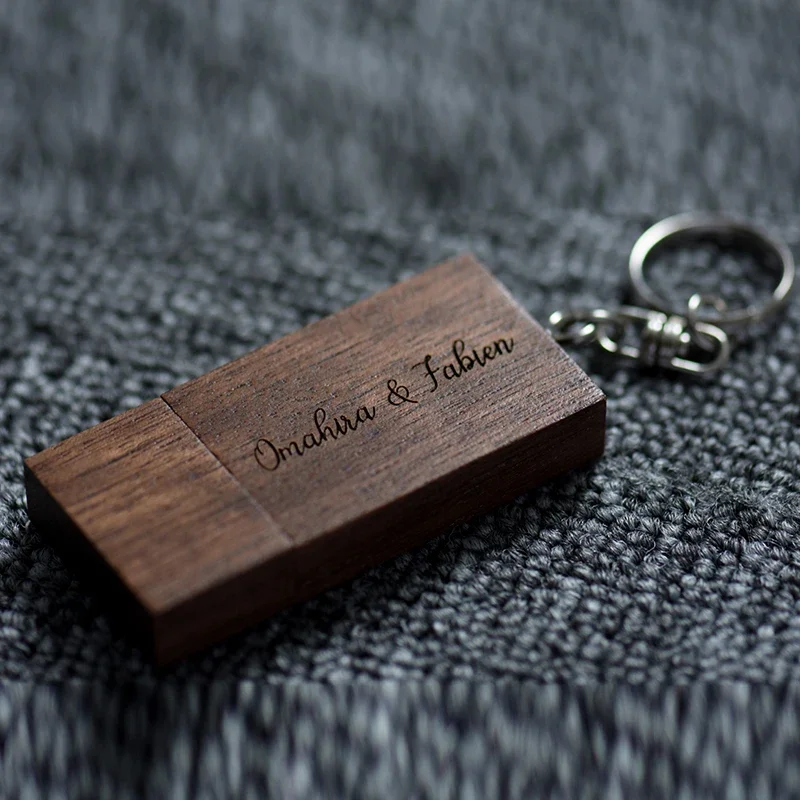 USB 3.0 Free Custom Logo Pen Drive Free Key Chain USB Flash Drive Wooden Box Memory Stick Creative Gifts Pendrive 64GB 32GB 16GB