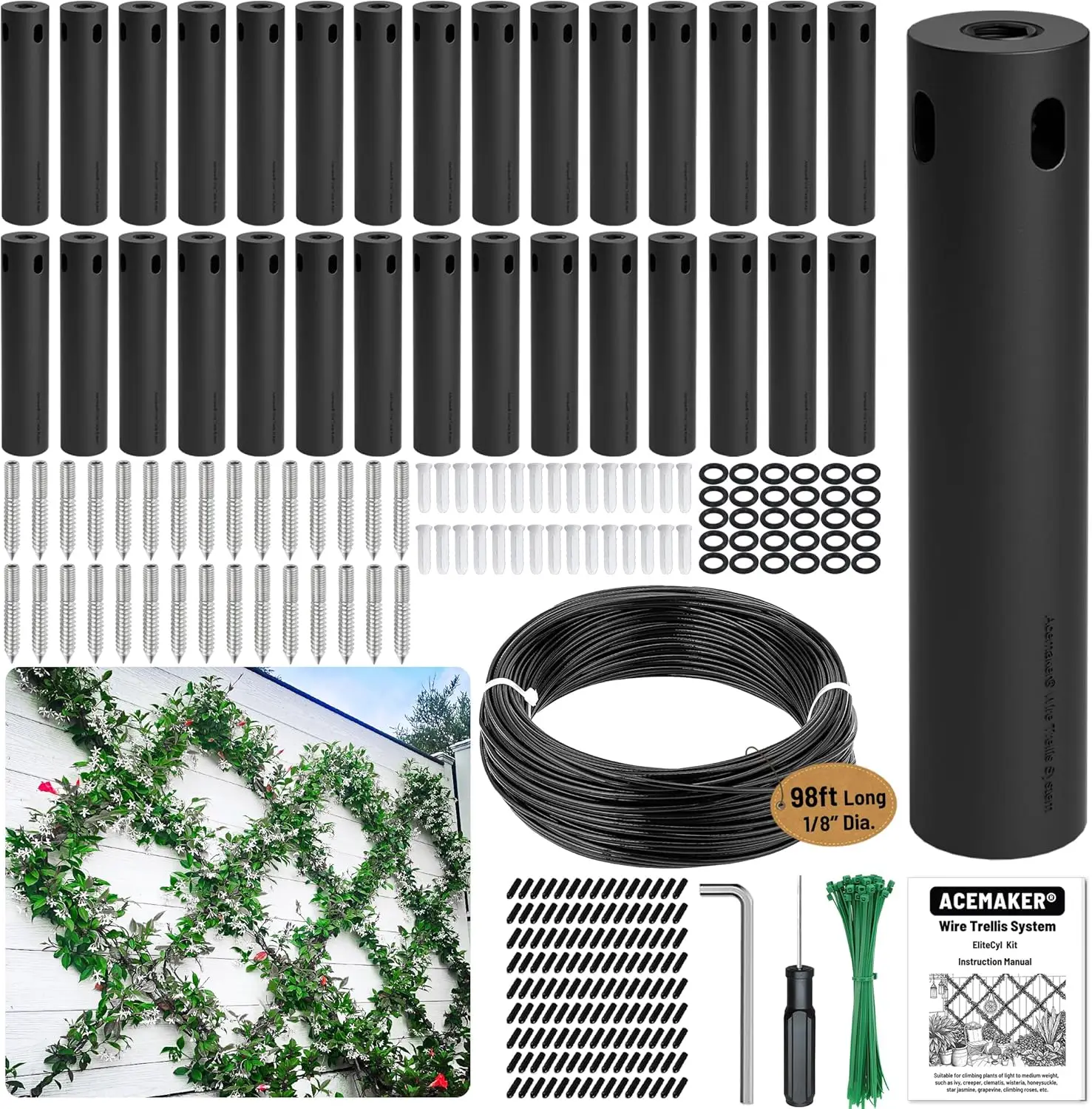 

Набор из 30 черных пластиковых решеток для вьющихся растений из АБС-пластика с виниловым покрытием для наружного использования в саду и ограждениях